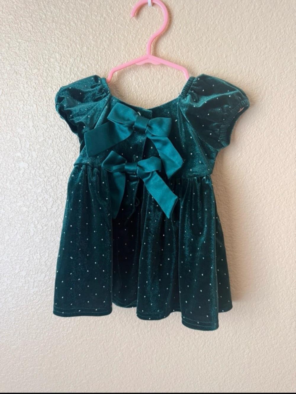 Girls' Emerald Green Bow Party Dress